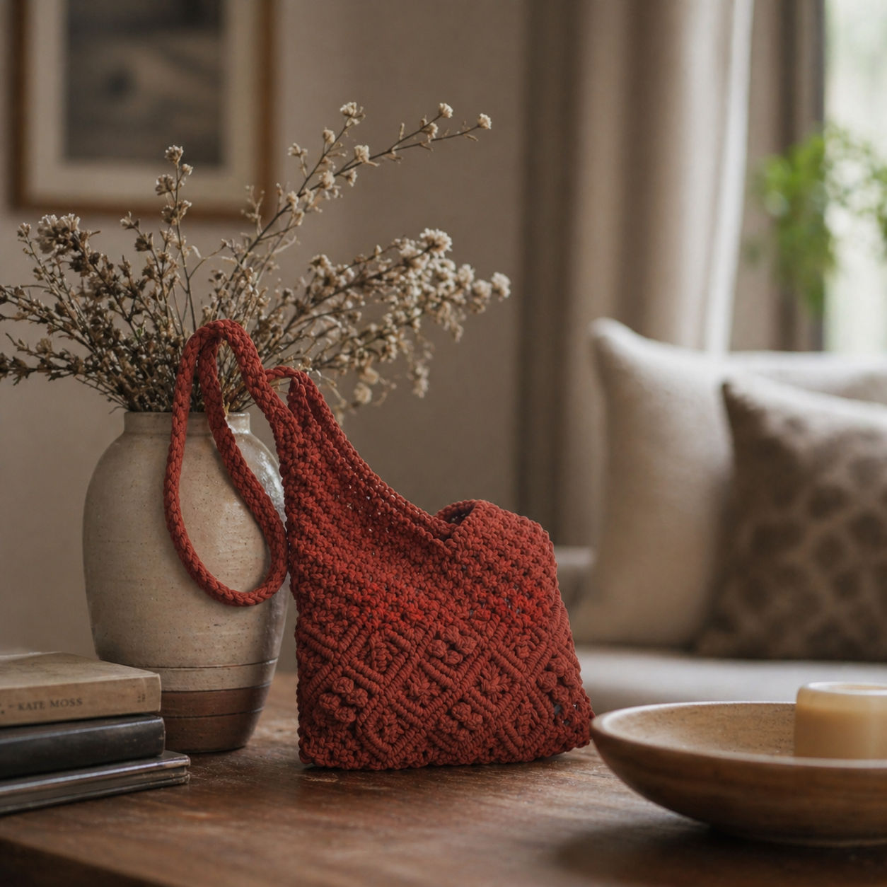 Vintage Inspired Macrame Sling Bag Handwoven Chic Accessory